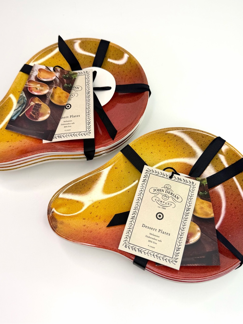 John Derian Yellow Pear Set of 8 Melamine Dessert Appetizer Serving Plates